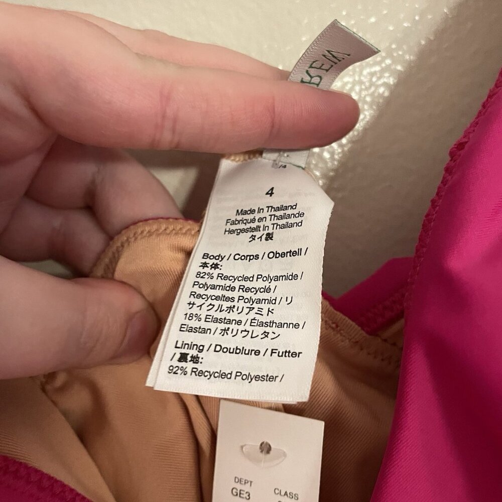 J.Crew Women 4 Radiant Fuchsia Deep V-Neck Ruched Ruffle One-Piece Swimsuit NWT - Picture 7 of 13